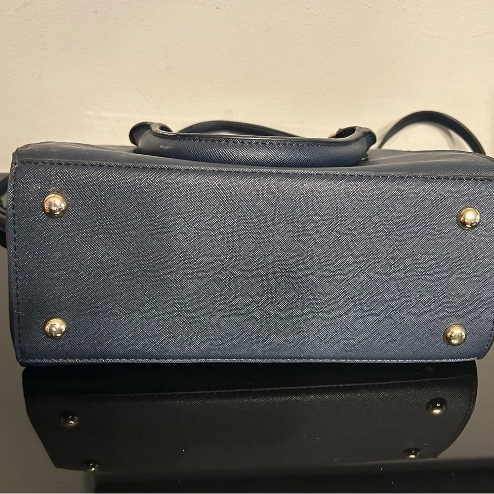 Dune London Navy Satchel with Gold Hardware and Detachable Strap